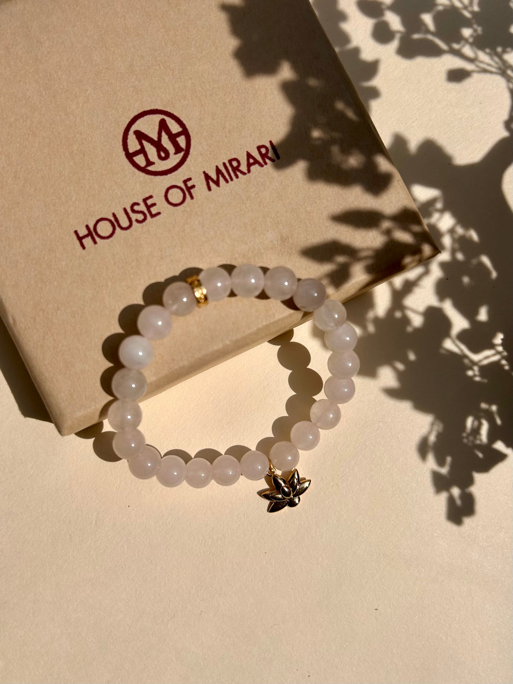 Rose Quartz Healing Bracelet with Lotus Charm For Women