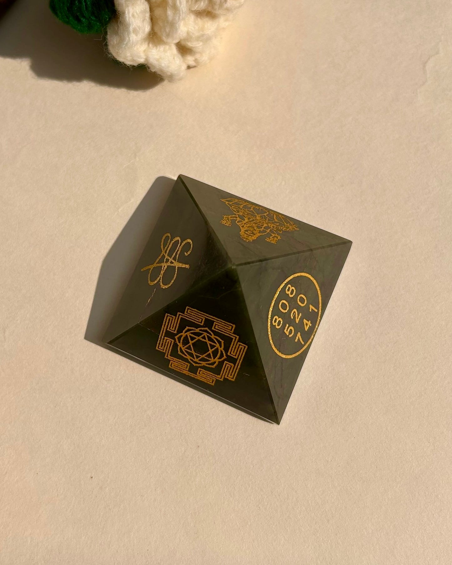 Laxmi Yantra Jade Stone Pyramid