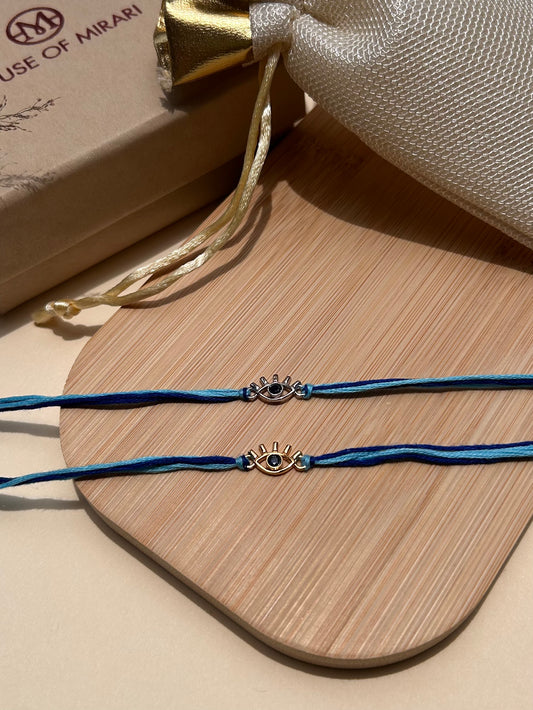 Evil Eye Protector 22kt Gold Plated Silver Rakhi