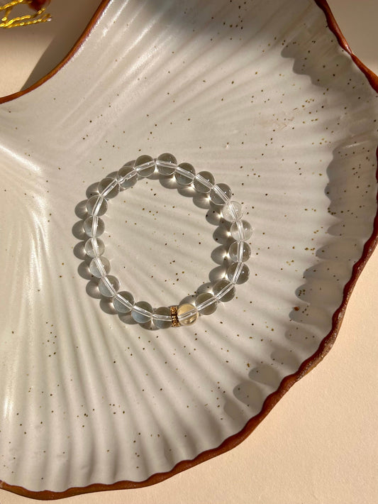 Clear Quartz Unisex Bead Bracelet