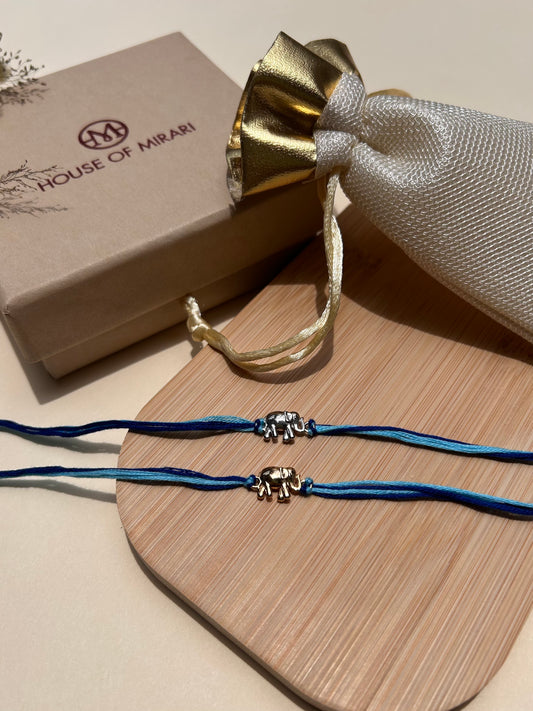 Royal Elephant 22kt Gold Plated Silver Rakhi