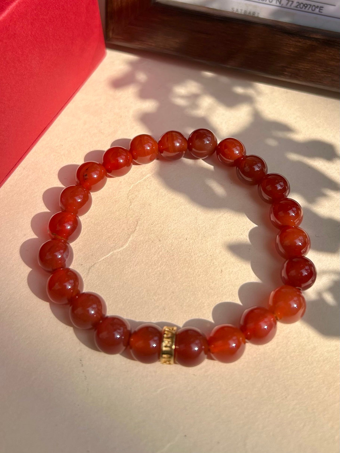 Carnelian Unisex Bead Bracelet