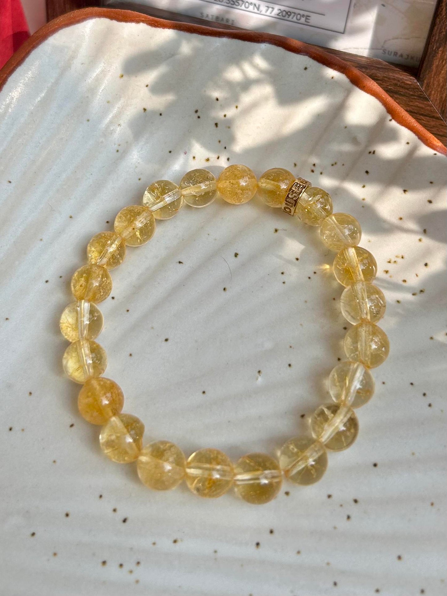 Citrine Unisex Bead Bracelet