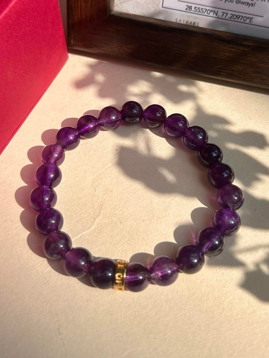 Amethyst Unisex Bead Bracelet