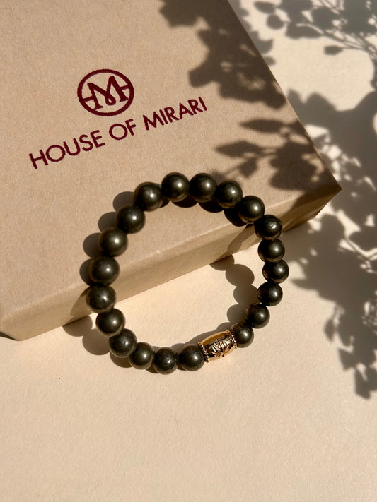 Pyrite Tree of Life Unisex Bead Bracelet