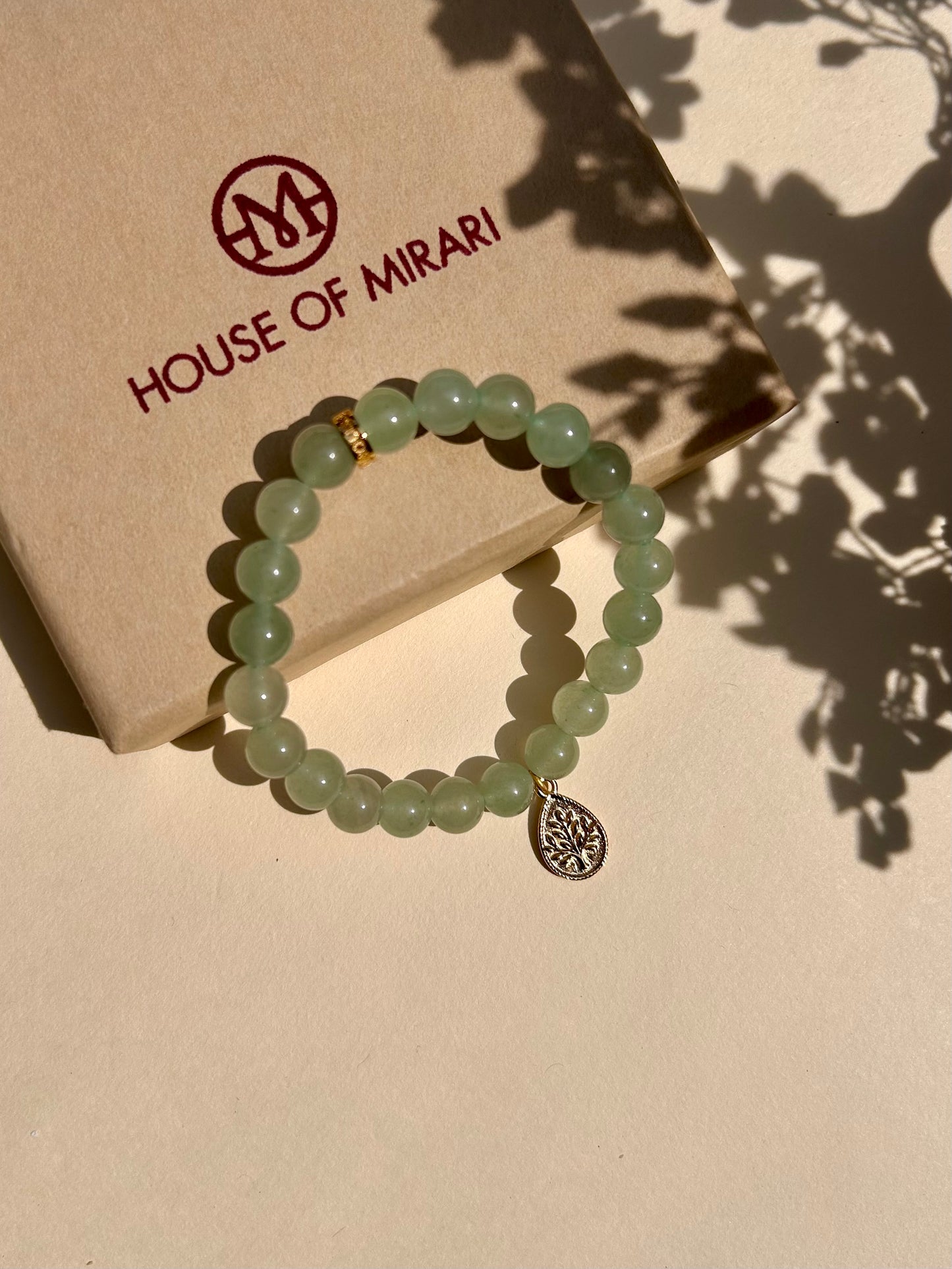 Green Aventurine Bead Bracelet with Tree of Life Charm For Women