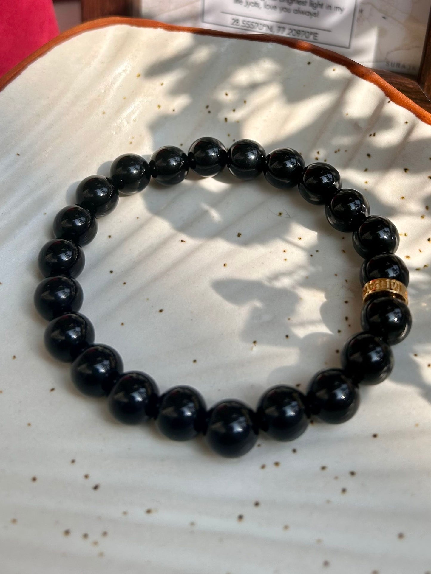 Black Onyx Unisex Bead Bracelet