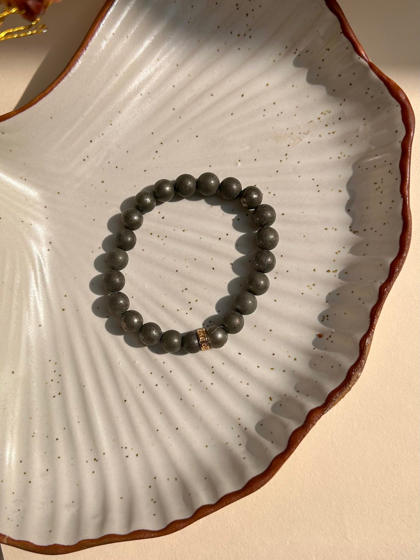 Pyrite Unisex Bead Bracelet