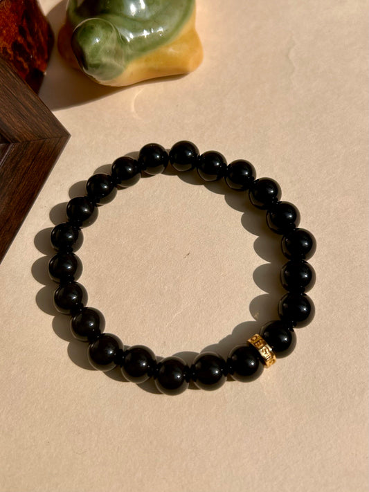 Black Onyx Unisex Bead Bracelet