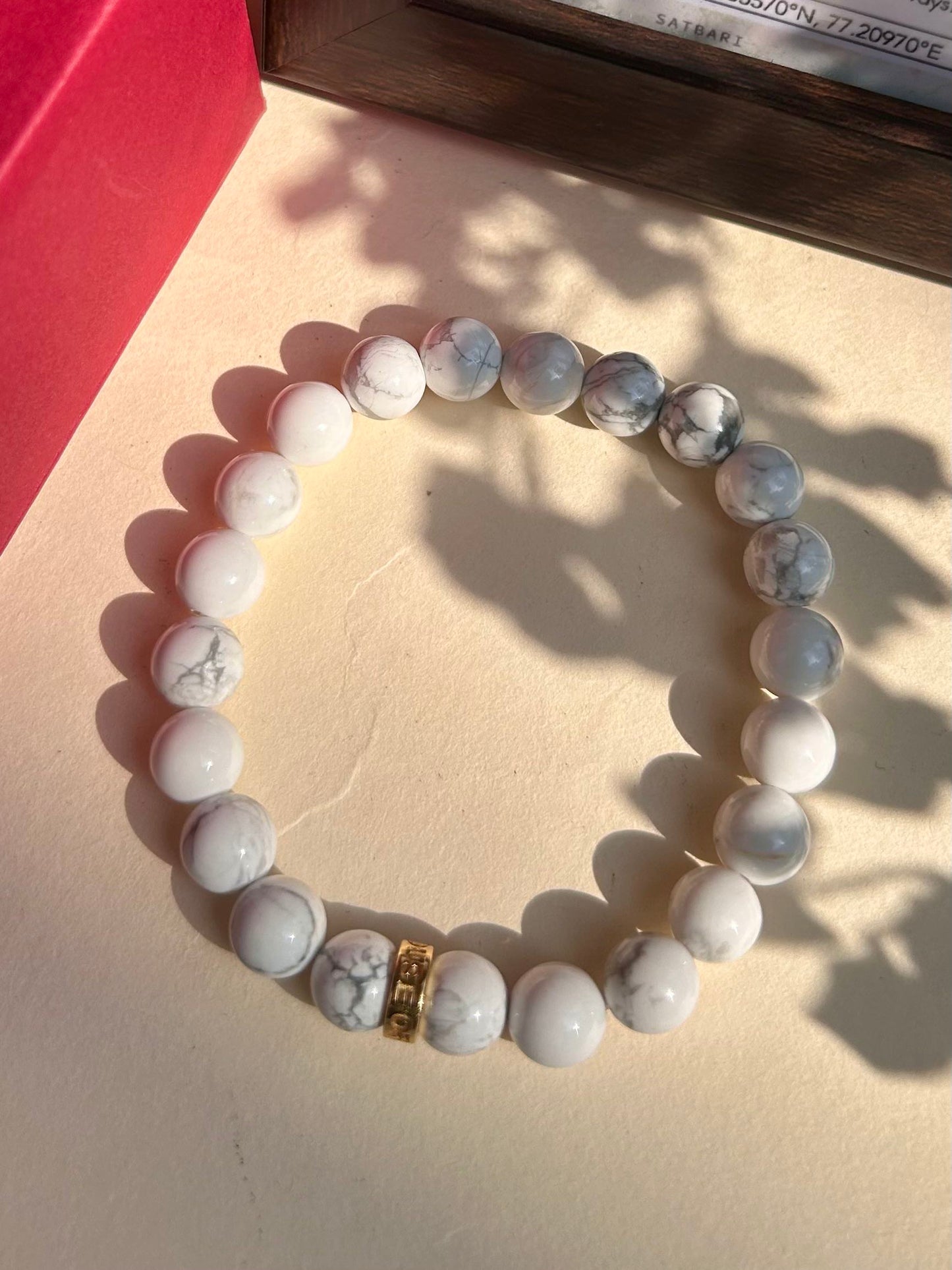 Howlite Unisex Bead Bracelet