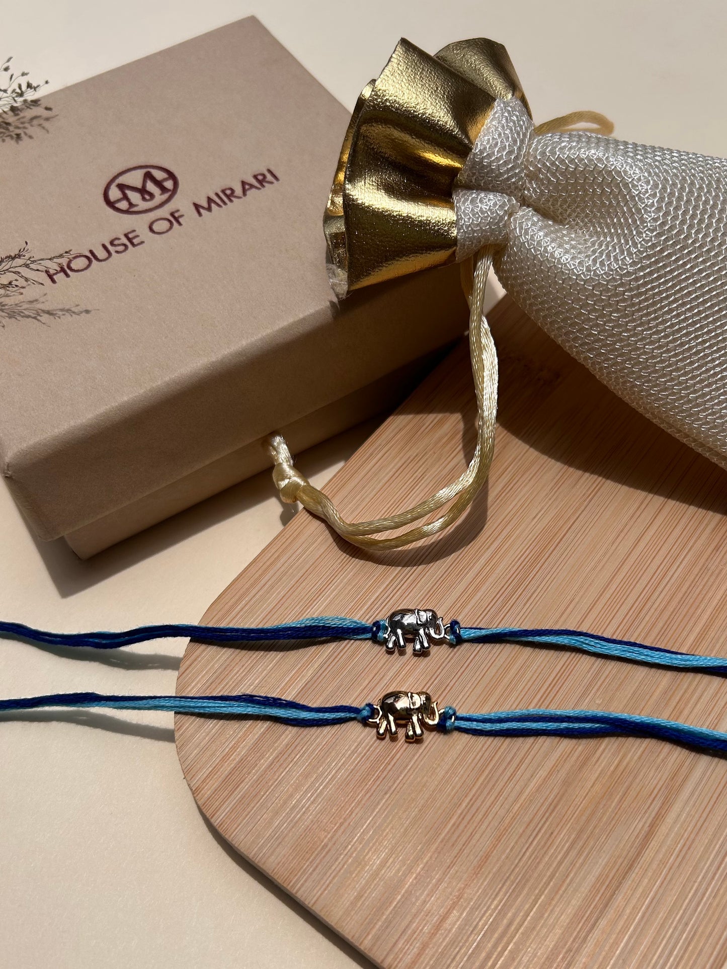 Royal Elephant Rhodium-Plated Silver Rakhi