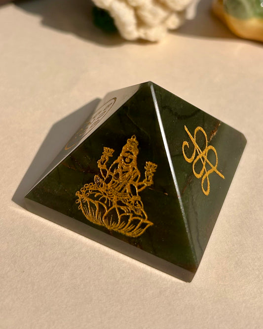 Laxmi Yantra Jade Stone Pyramid