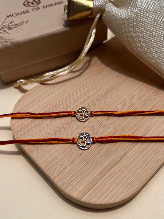 Sacred Om 22kt Gold Plated Silver Rakhi