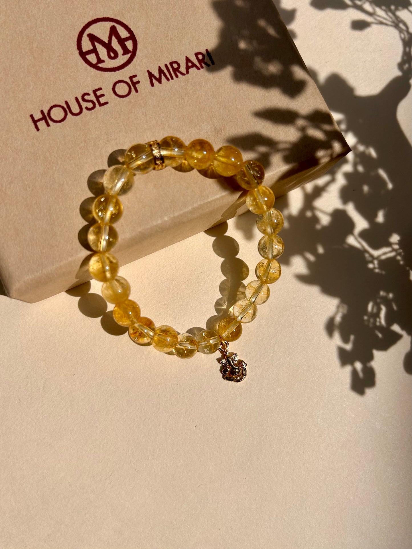 Citrine Bead Bracelet with Ganesha Charm For Women