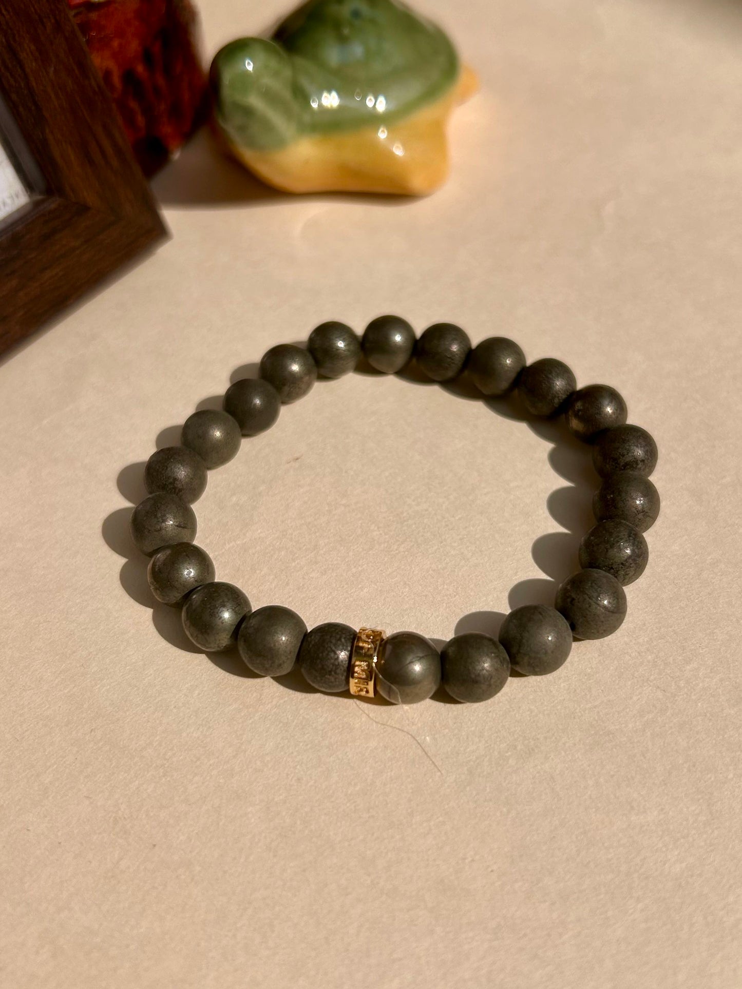 Pyrite Unisex Bead Bracelet