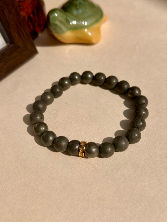 Pyrite Unisex Bead Bracelet