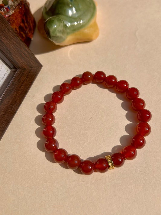 Carnelian Unisex Bead Bracelet