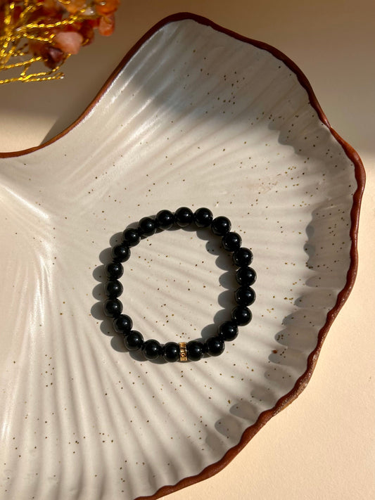 Black Onyx Unisex Bead Bracelet