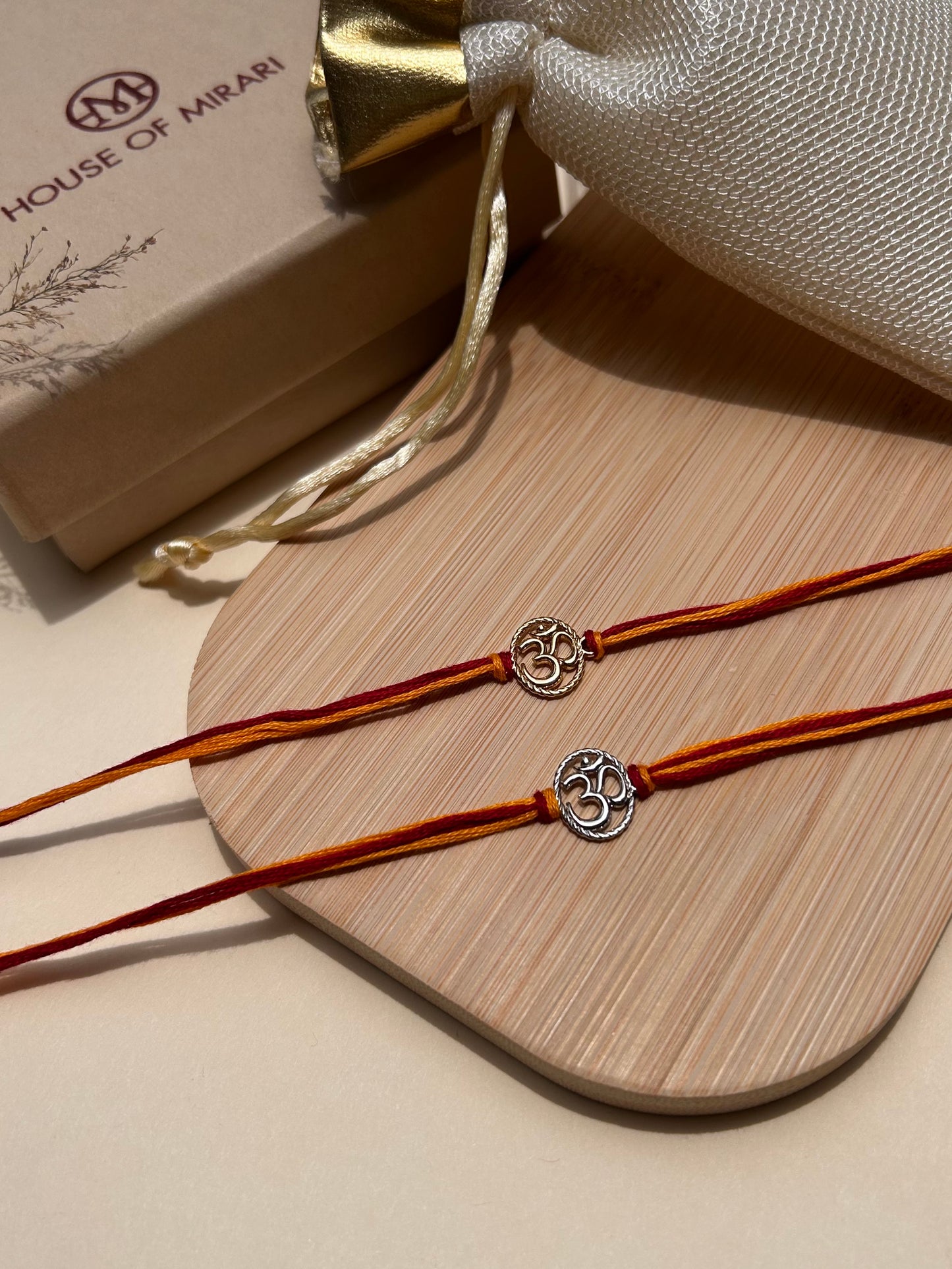 Sacred Om Rhodium-Plated Silver Rakhi