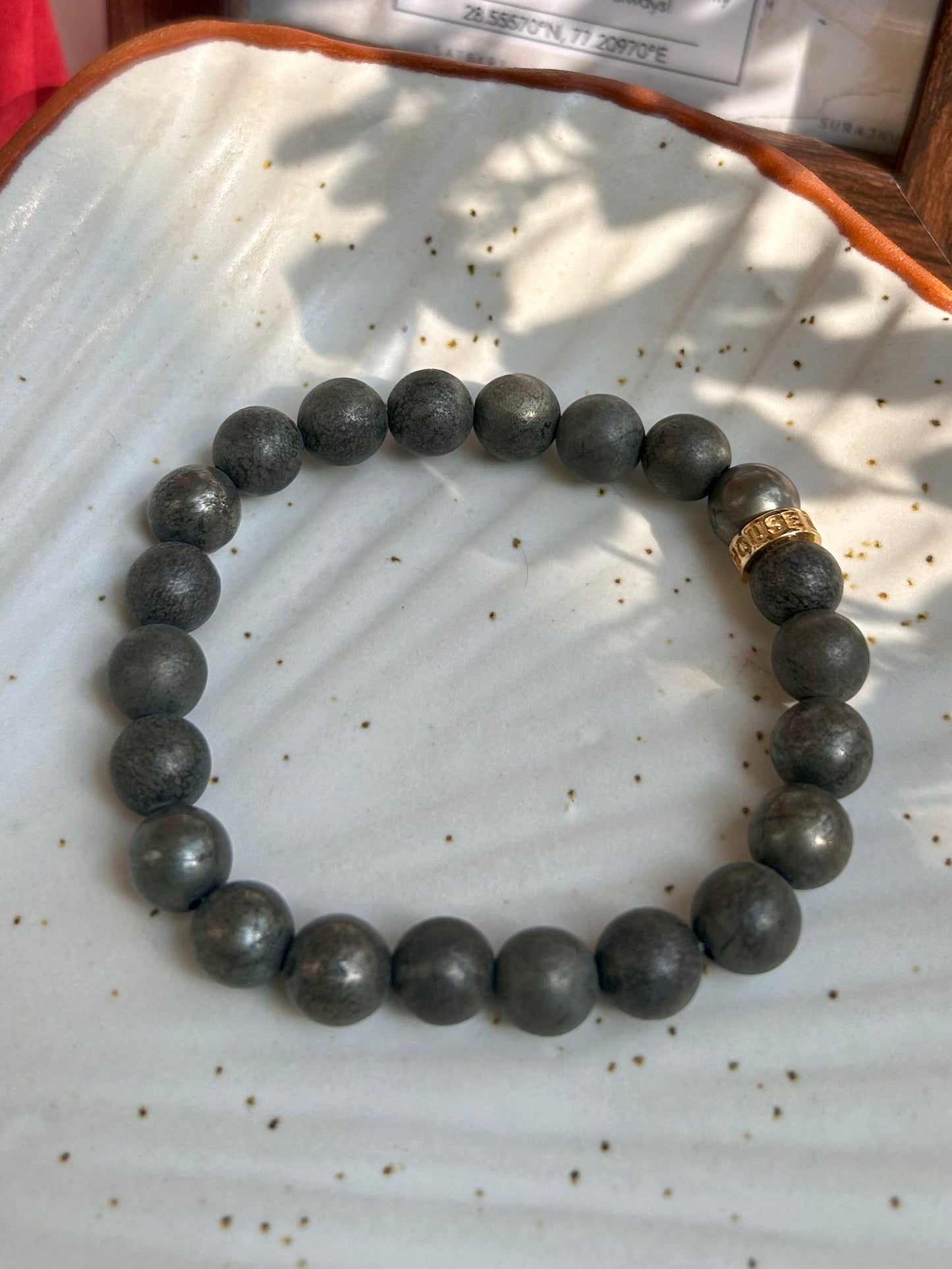 Pyrite Unisex Bead Bracelet