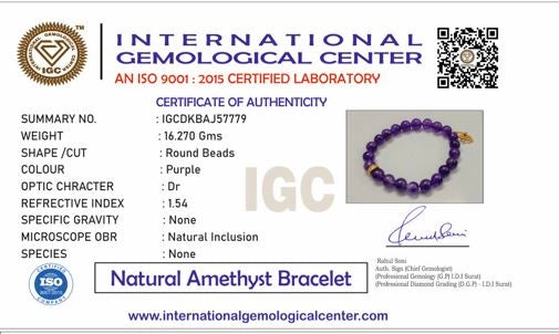 Amethyst Bead Bracelet with Hamsa Hand Charm For Women