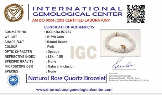 Rose Quartz Healing Bracelet with Lotus Charm For Women
