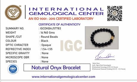 Black Onyx Unisex Bead Bracelet with Evil Eye Motif