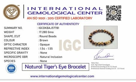 Tiger’s Eye Unisex Bead Bracelet with Swastik Motif