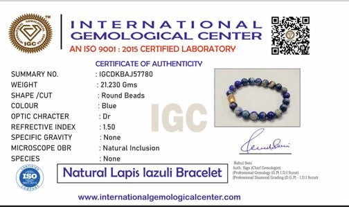 Lapis Lazuli Unisex Bead Bracelet with Hamsa Hand Motif