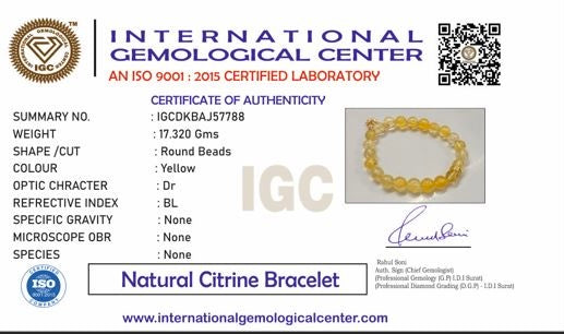 Citrine Bead Bracelet with Ganesha Charm For Women