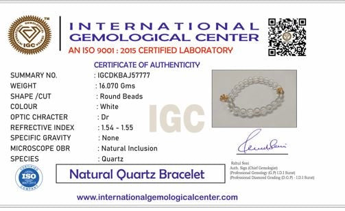 Clear Quartz Bead Bracelet with Om Charm For Women