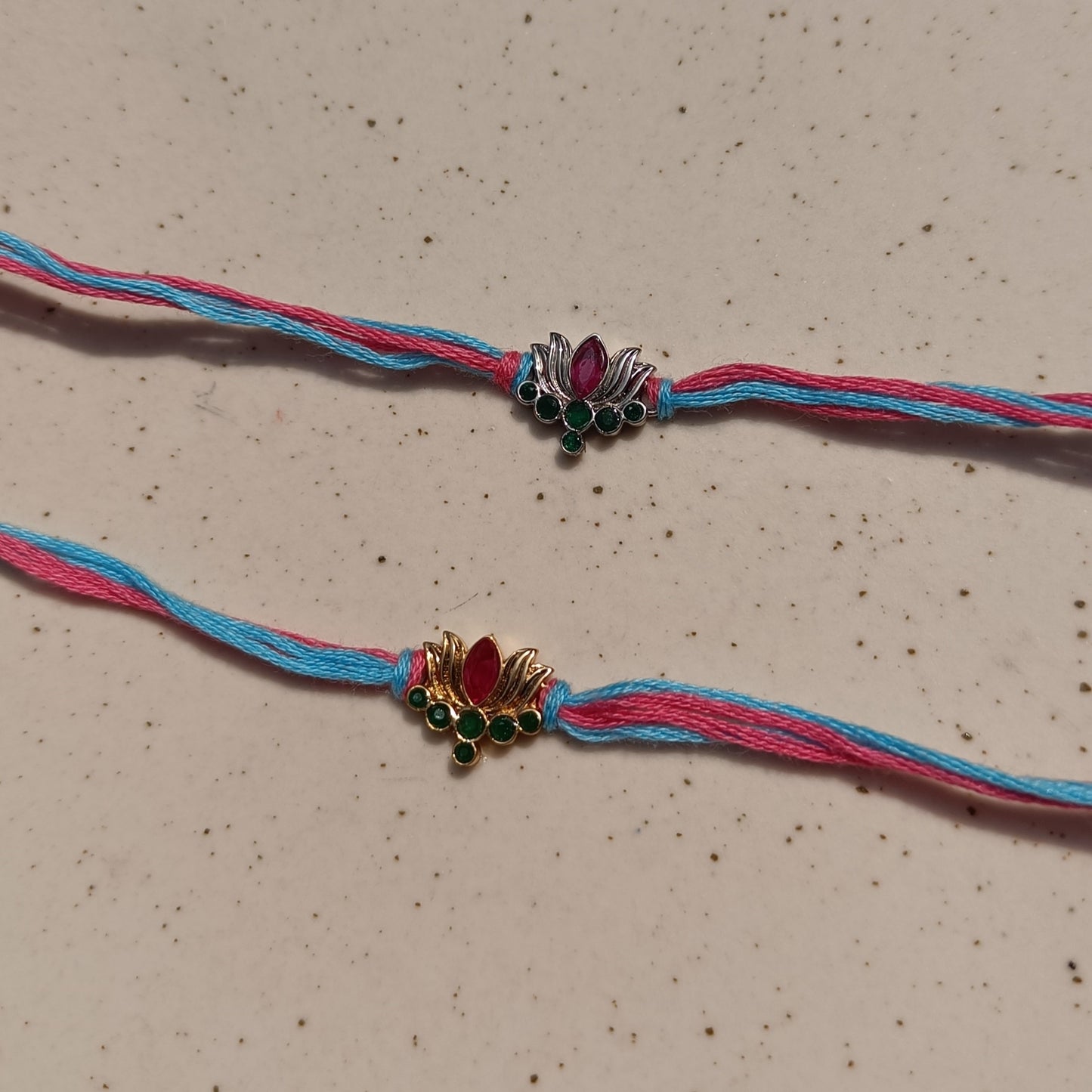 Lotus Elegance Rhodium-Plated Silver Rakhi