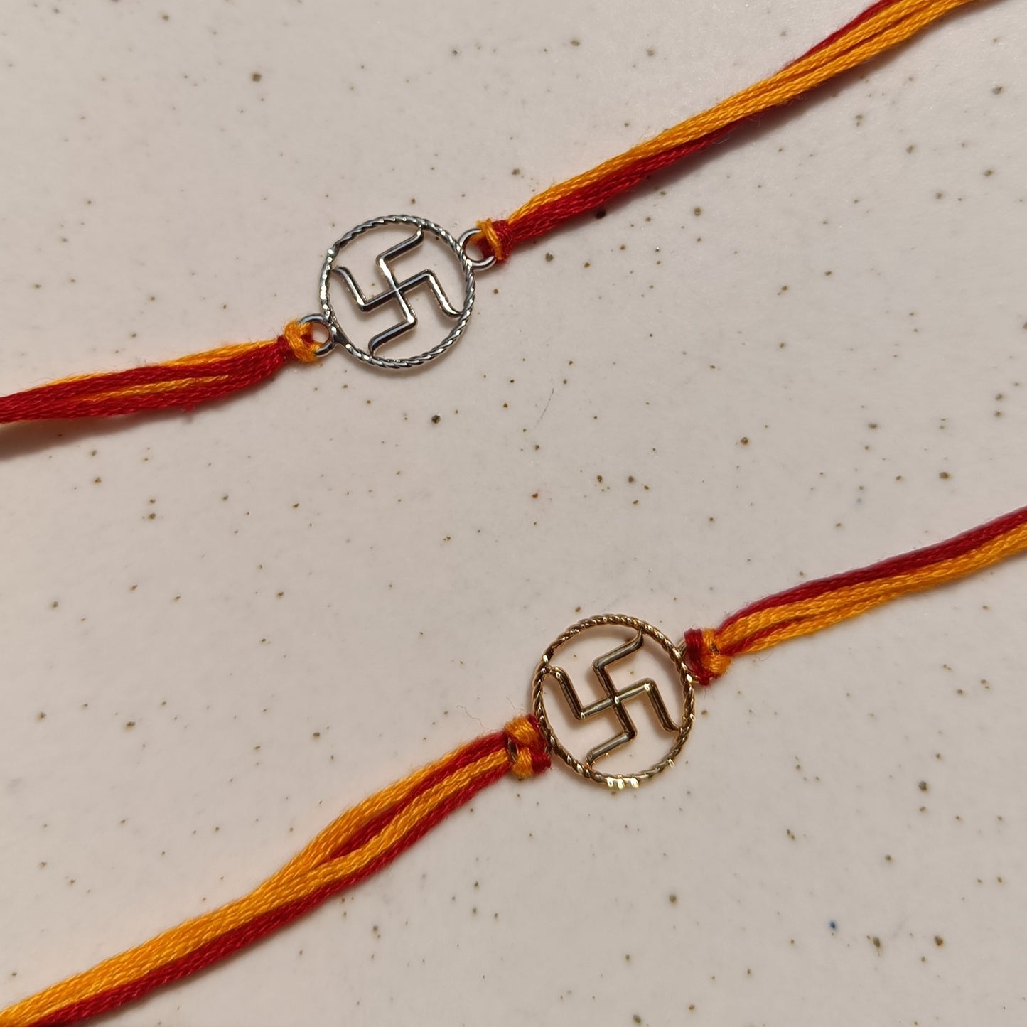 Divine Swastik Rhodium-Plated Silver Rakhi
