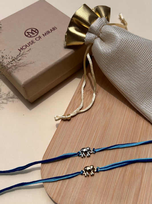 Royal Elephant 22kt Gold Plated Silver Rakhi
