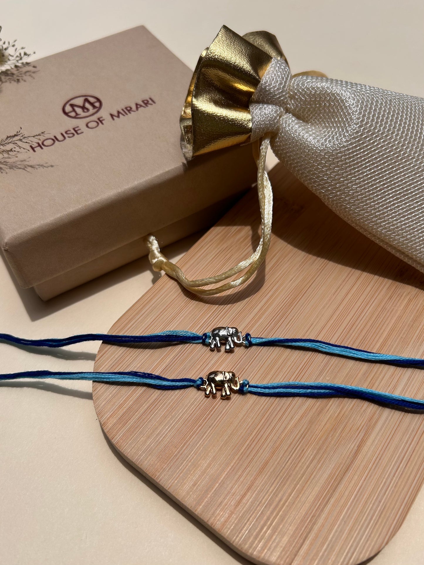 Royal Elephant Rhodium-Plated Silver Rakhi