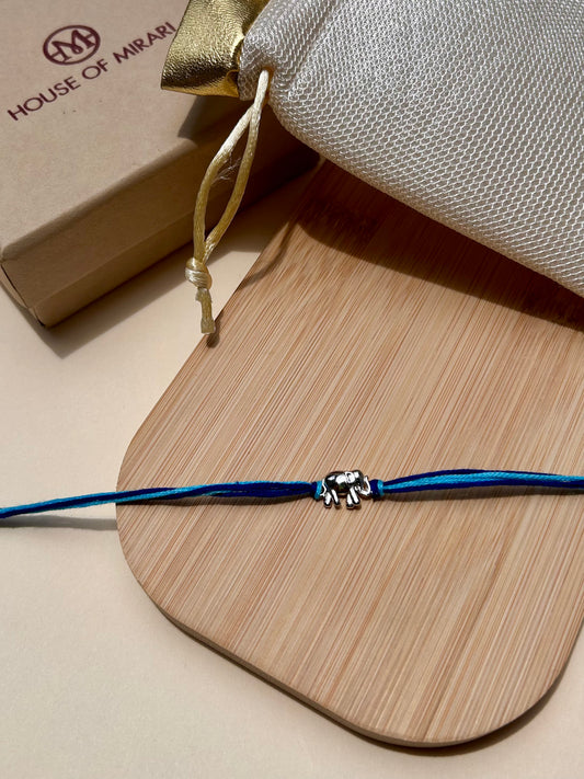 Royal Elephant Rhodium-Plated Silver Rakhi
