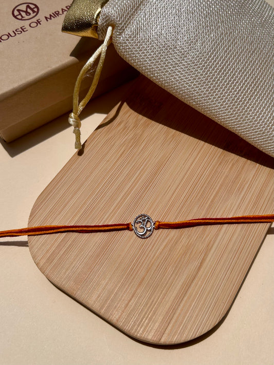 Sacred Om Rhodium-Plated Silver Rakhi