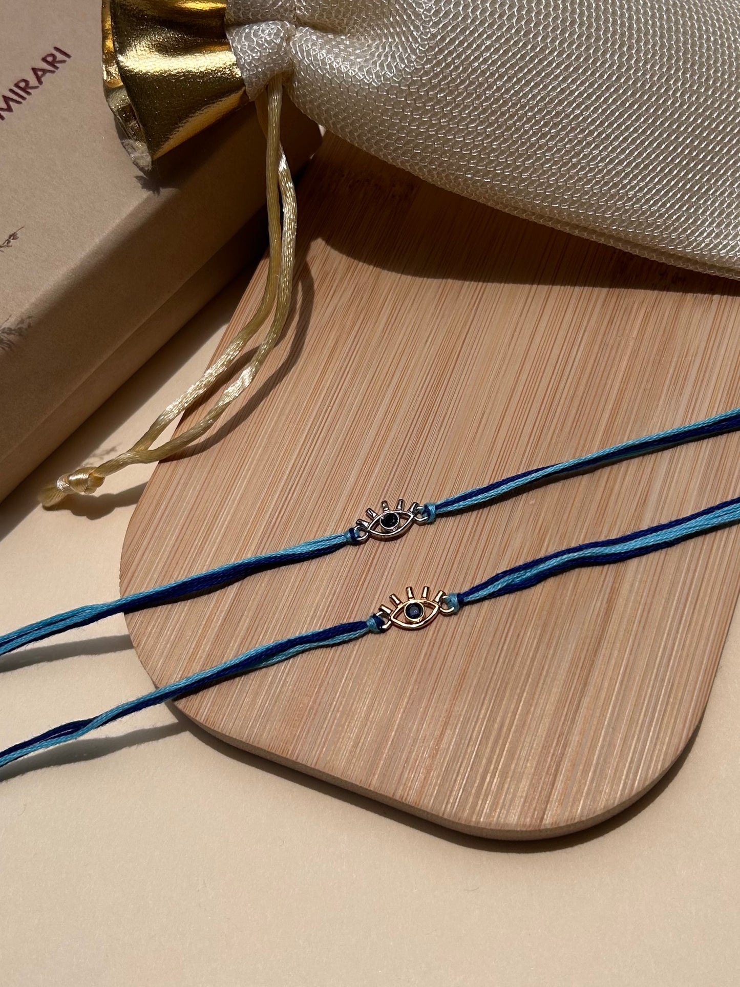 Evil Eye Protector 22kt Gold Plated Silver Rakhi
