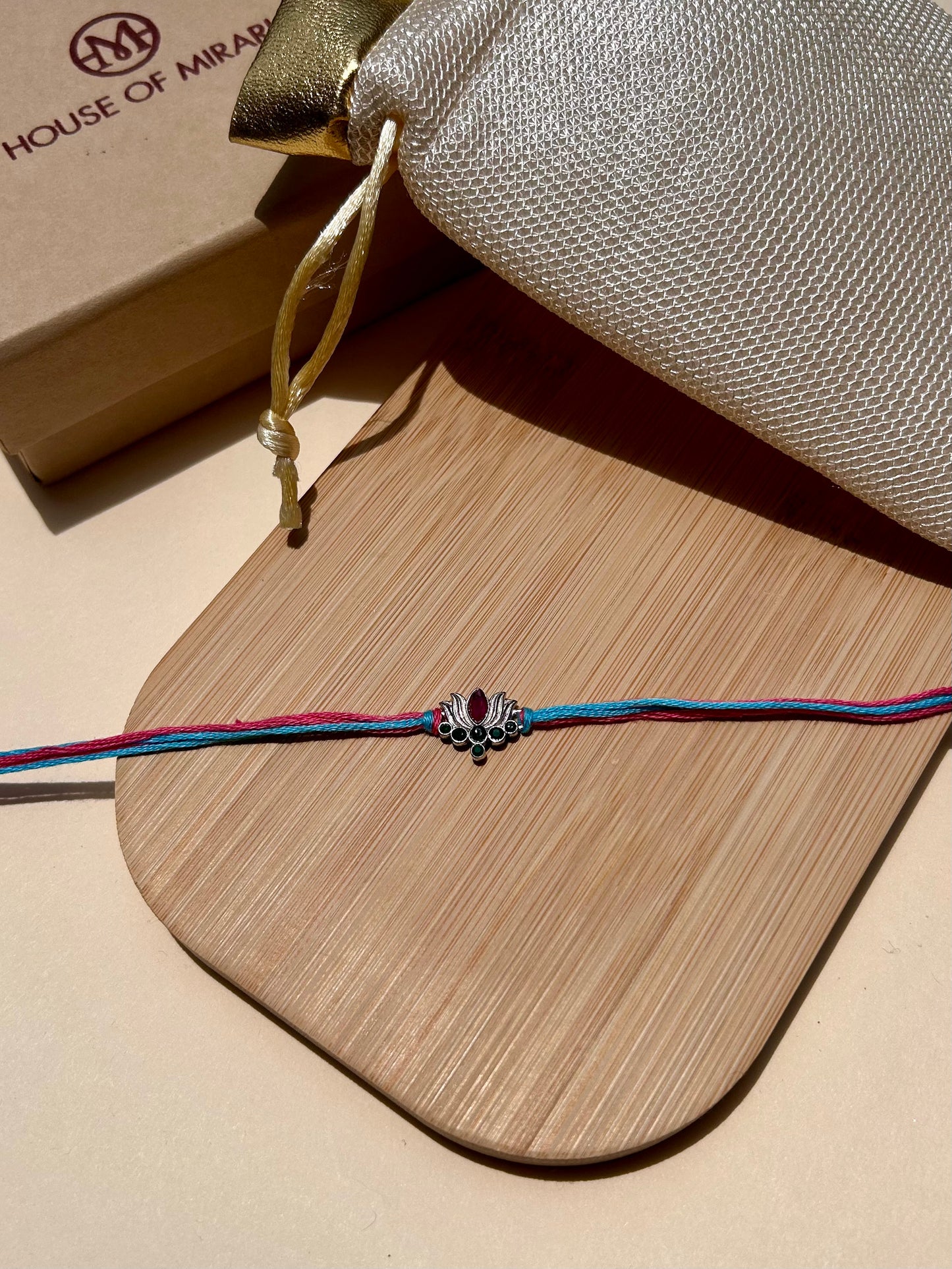 Lotus Elegance Rhodium-Plated Silver Rakhi