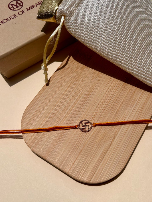Divine Swastik 22kt Gold-Plated Silver Rakhi