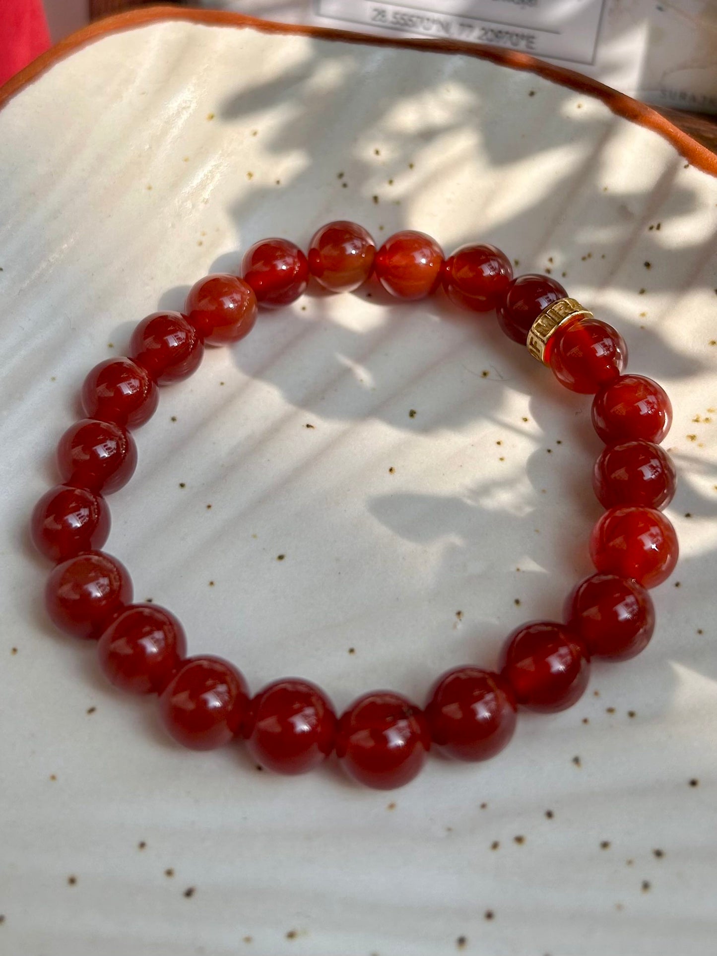 Carnelian Unisex Bead Bracelet