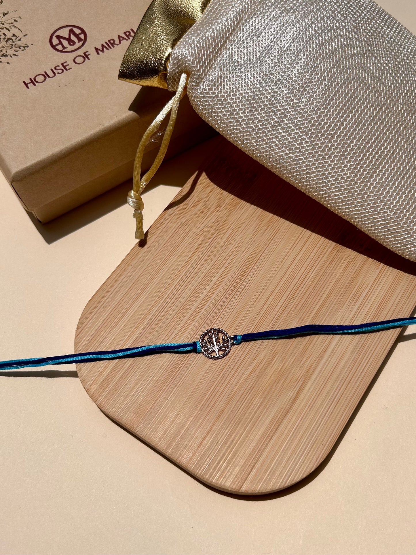 Tree of Life Rhodium Plated Silver Rakhi