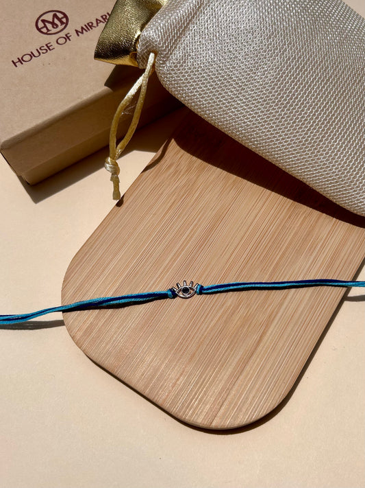 Evil Eye Protector Rhodium-Plated Silver Rakhi