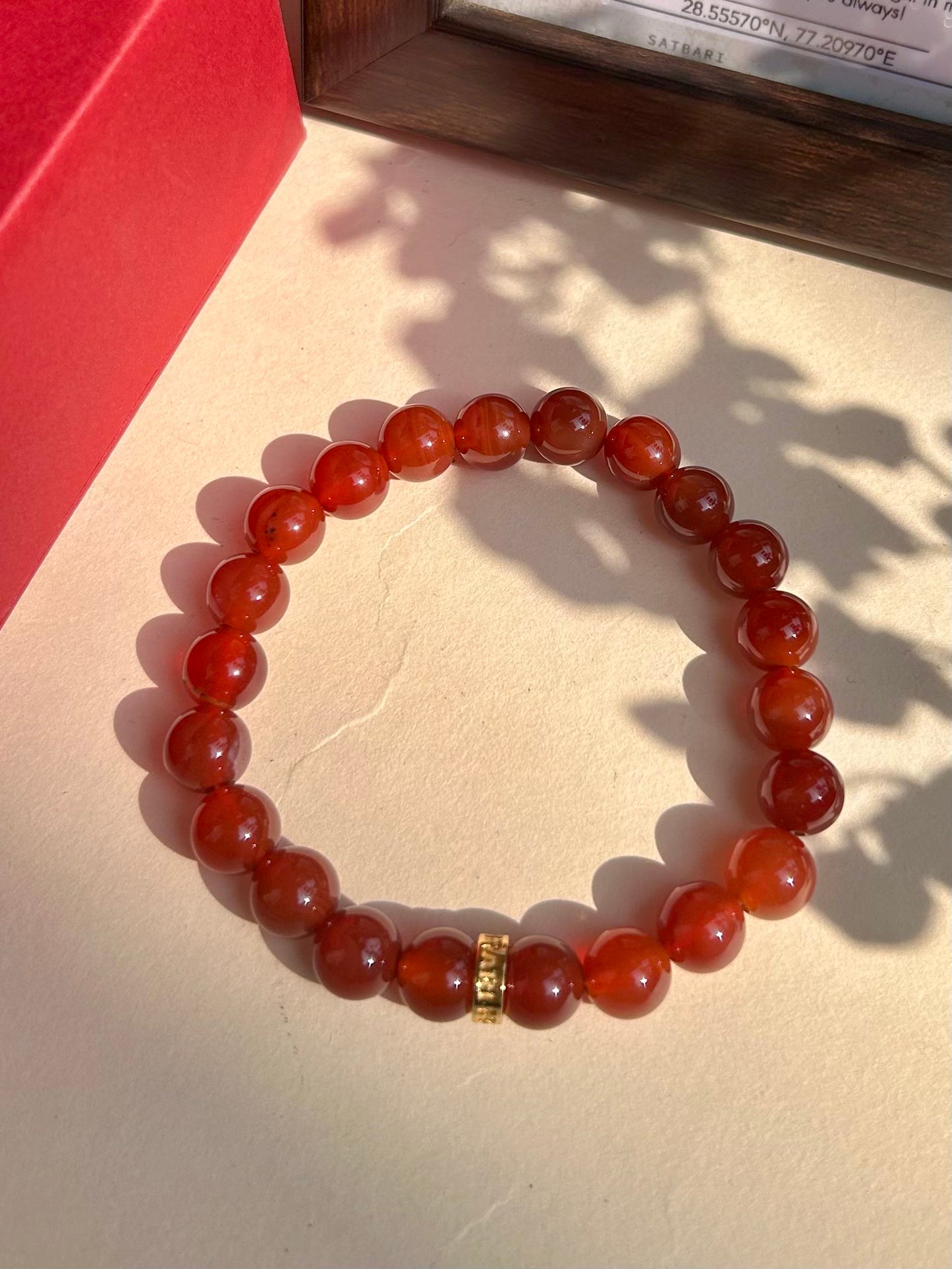 Carnelian Unisex Bead Bracelet