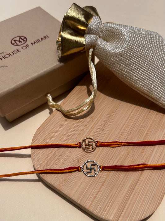 Divine Swastik 22kt Gold-Plated Silver Rakhi