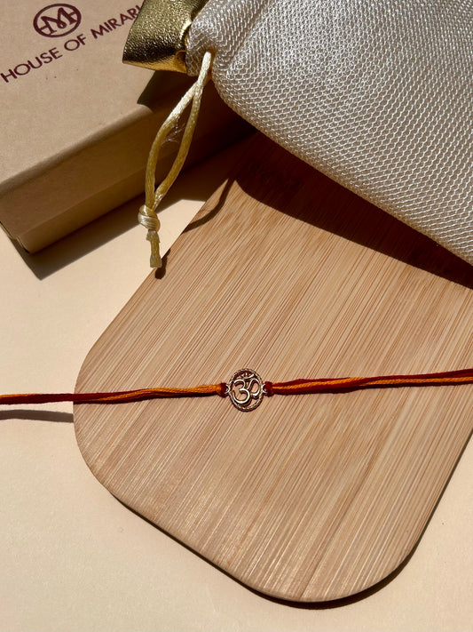 Sacred Om 22kt Gold Plated Silver Rakhi