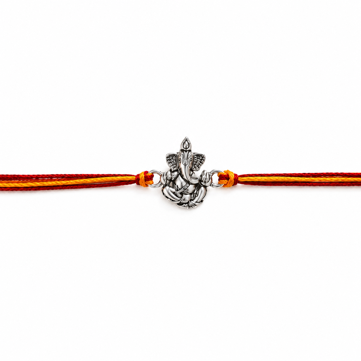 Blessed Ganesha Rhodium-Plated Silver Rakhi